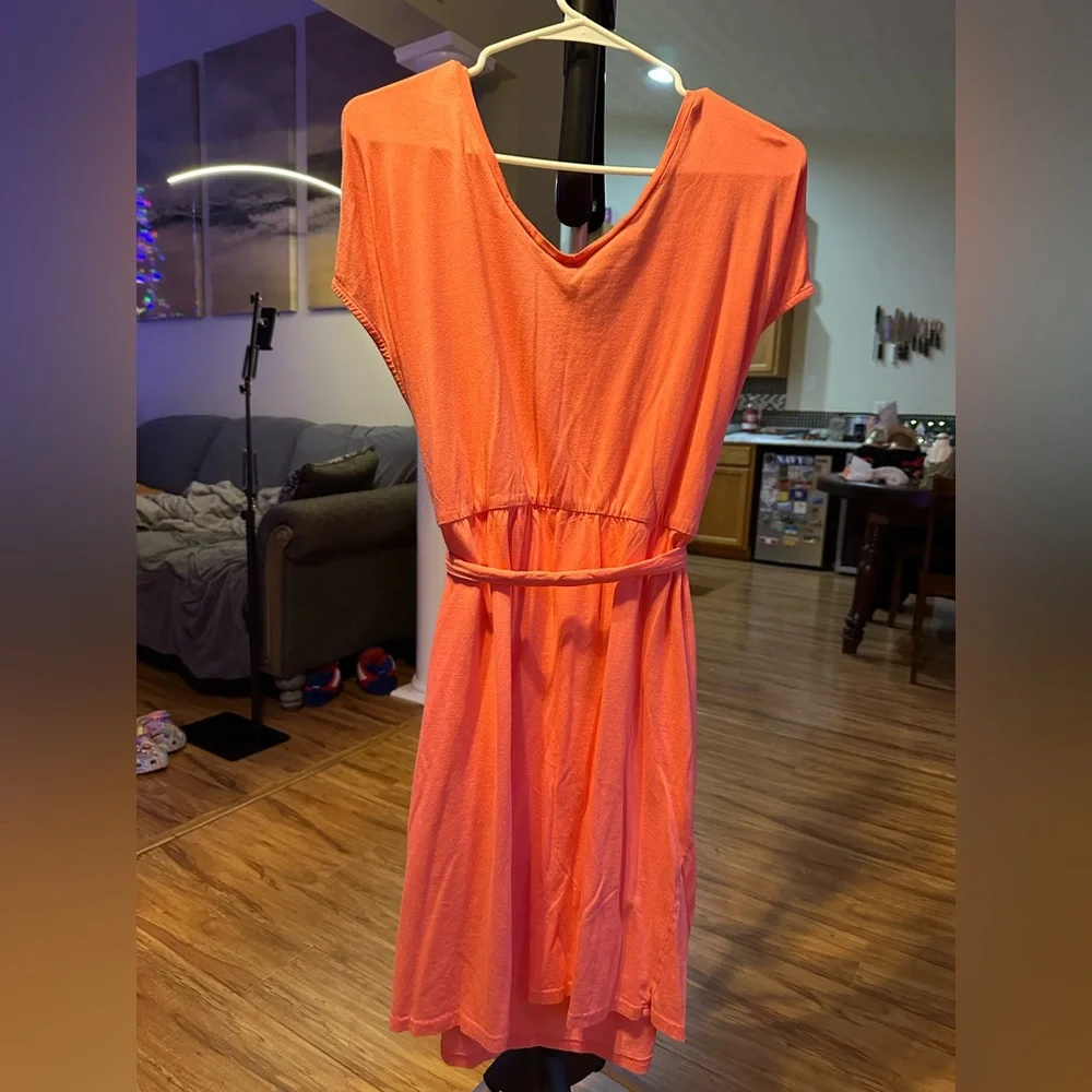 Serra Vibrant Coral Midi Dress - Picture 6 of 6